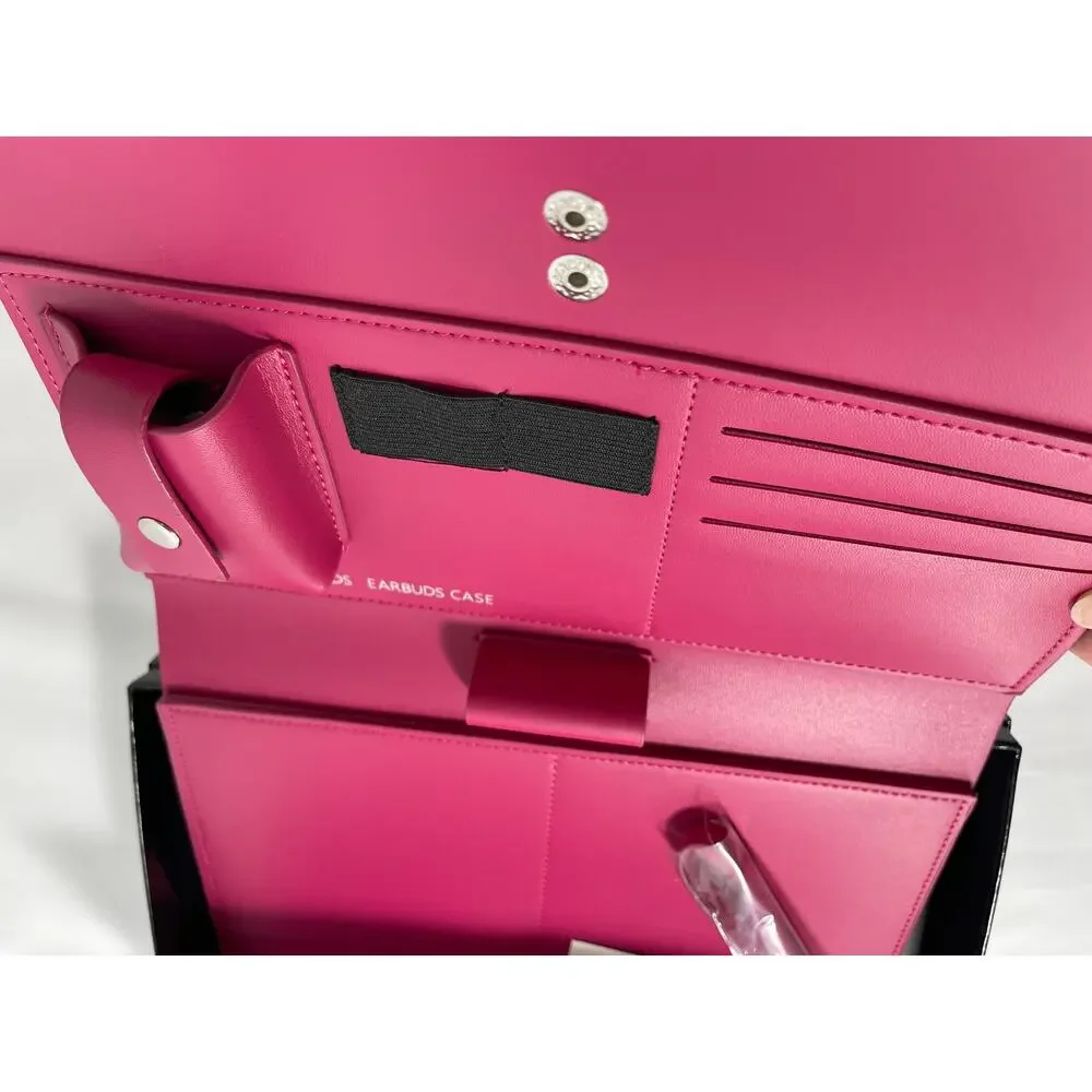 Steve Madden Womens Fuchsia 2 Piece Card Case Travel Pouch Gift Set NEW